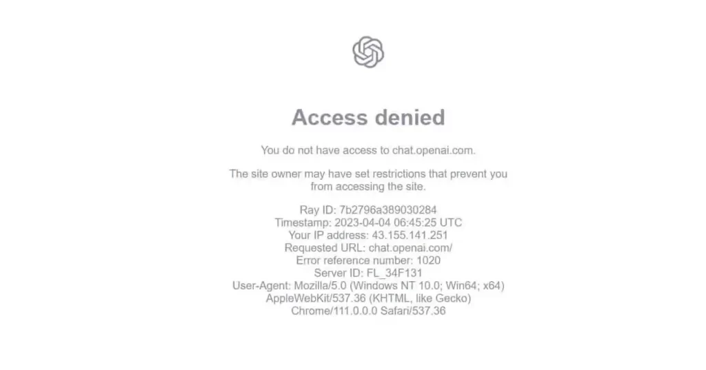 Error 1020: Acces Denied Error 